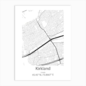 Kirkland,Canada Minimalist Map Art Print