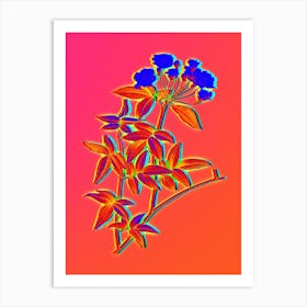 Neon Lady Bank's Rose Botanical in Hot Pink and Electric Blue n.0167 Art Print