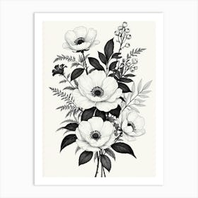 Black And White Flowers 1 Art Print