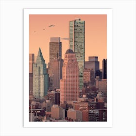 New York United States Travel Illustration 5 Art Print