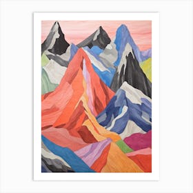 Mount Saint Elias Canada 4 Colourful Mountain Illustration Art Print