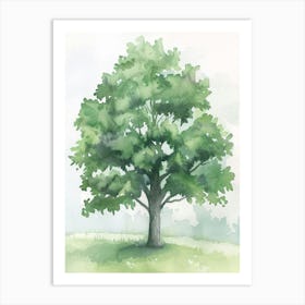 Walnut Tree Atmospheric Watercolour Painting 2 Art Print