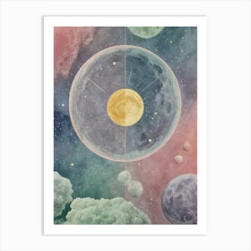 Cosmic Pastel Moon Art Print