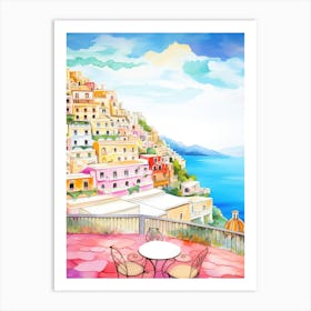 Positano, Italy Colourful View 4 Art Print