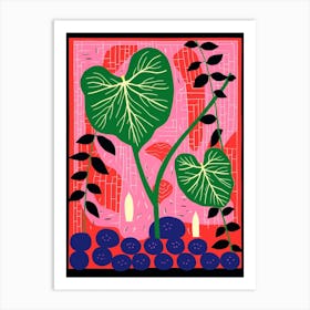Pink And Red Plant Illustration Monstera Thai Constellation 3 Art Print
