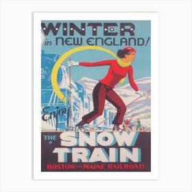 Snow Train New England Vintage Ski Poster Art Print