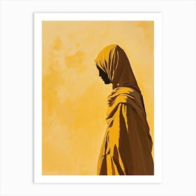 Silhouette Of A Arabian Woman In Yellow Art Print