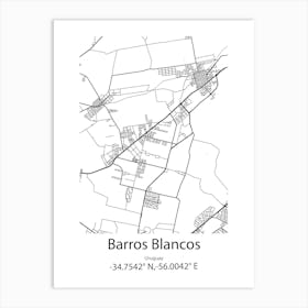 Barros Blancos,Uruguay Minimalist Map Art Print