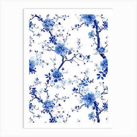 Blue And White Floral Pattern 8 Art Print