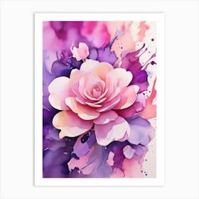 Watercolor Rose Painting Art Print