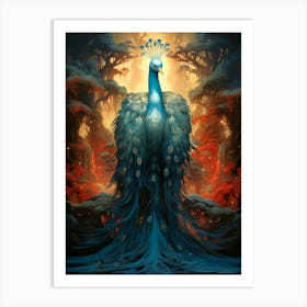 Peacock In The Forest Art Print