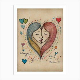 Two Women In Love 1 Art Print