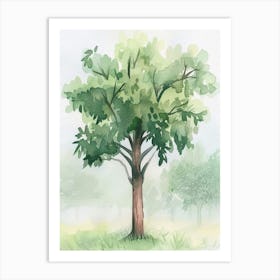 Teak Tree Atmospheric Watercolour Painting 3 Art Print