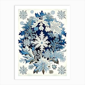 Snowfall, Snowflakes, Vintage Botanical 1 Art Print