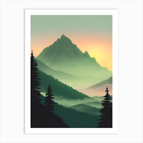Misty Mountains Vertical Composition In Green Tone 69 Art Print