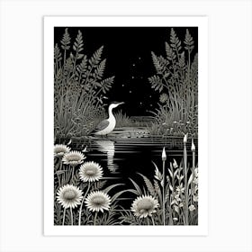 Bird In The Water Art Print