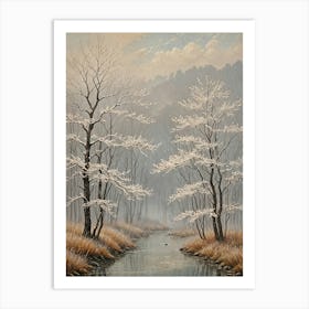 Grey Misty Trees Art Print