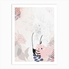 Girl With Butterflies Art Print