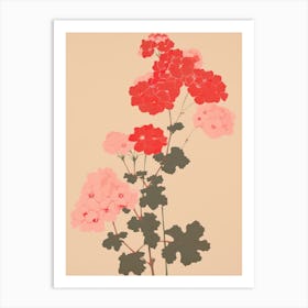 Geraniums Flower Big Bold Illustration 1 Art Print