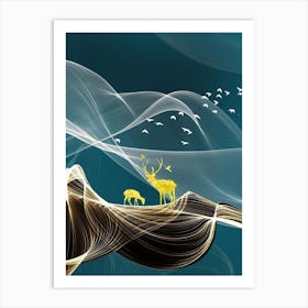 Deer In The Mountains 1 Art Print