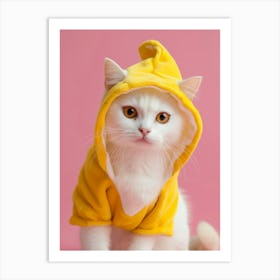 Cat In Yellow Hoodie Art Print