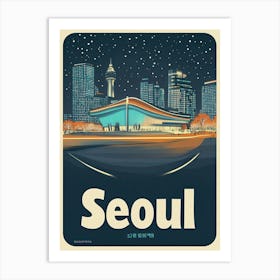 Aihrgdesign A Retro Travel Poster For Seoul Featuring The Fut 628f44e2 6763 45f4 A9d9 Ea609b1481ca 2 Art Print