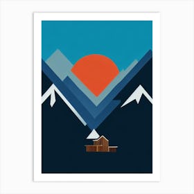 Las Leñas, Argentina Modern Illustration Skiing Poster Art Print