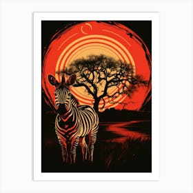 Sunset Zebra Art Print