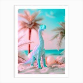 Pastel Toy Dinosaur On The Beach Art Print