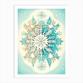 Winter, Snowflakes, Vintage Sketch 1 Art Print