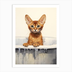 Abyssinian Cat In Bathtub Bathroom 2 Art Print