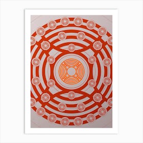 Geometric Abstract Glyph Circle Array in Tomato Red n.0251 Art Print