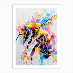 Honey Bee Colourful Watercolour 3 Art Print