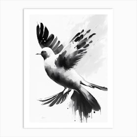 Dove Symbol 1 Black And White Painting Art Print