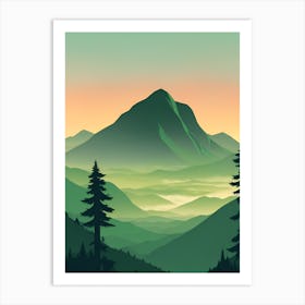 Misty Mountains Vertical Composition In Green Tone 23 Art Print