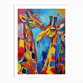 Geometric Colourful Giraffes 4 Art Print
