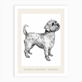 Dandie Dinmont Terrier Dog Line Sketch 1 Poster Art Print