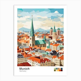 Munich, Germany, Geometric Illustration 4 Poster Art Print