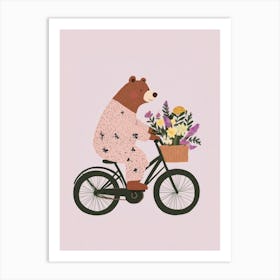 Bear Riding A Bike Art Print