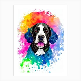 American Water Spaniel Rainbow Oil Painting Dog Art Print