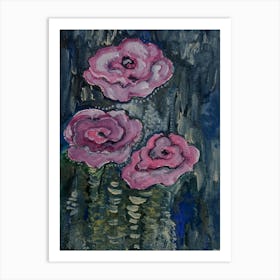 Modern Art With Pink Flowers Art Print