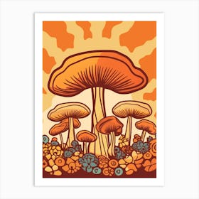 Retro Mushrooms 5 Art Print