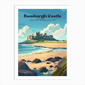 Bamburgh Castle England Nordic Travel Art Art Print