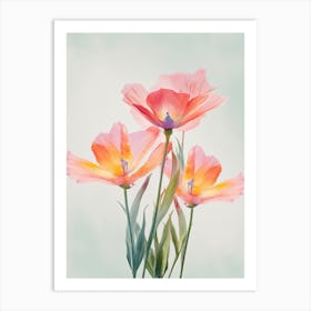 Bird Of Paradise Flowers Acrylic Pastel Colours 2 Art Print