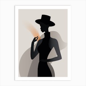 Silhouette Of A Woman Smoking A Cigarette 1 Art Print