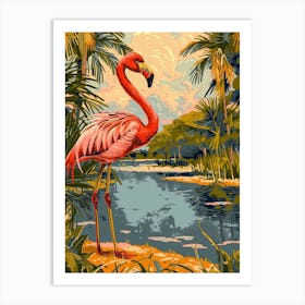 Greater Flamingo Camargue Provence France Tropical Illustration 8 Art Print