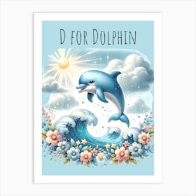 D For Dolphin Nursery Art Print