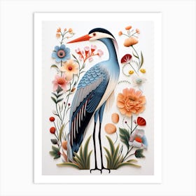 Scandinavian Bird Illustration Great Blue Heron 5 Art Print