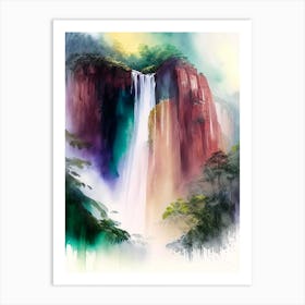 Angel Falls, Venezuela Water Colour  (4) Art Print