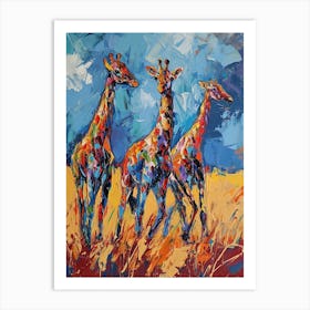 Brushstroke Impressionism Inspired Giraffes Art Print